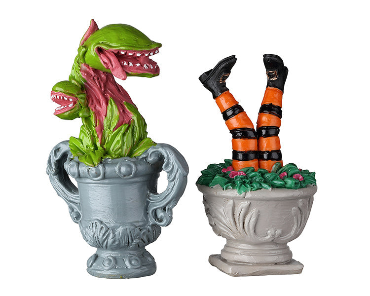 LEMAX Spooky Planter Urns, set of 2 #24946